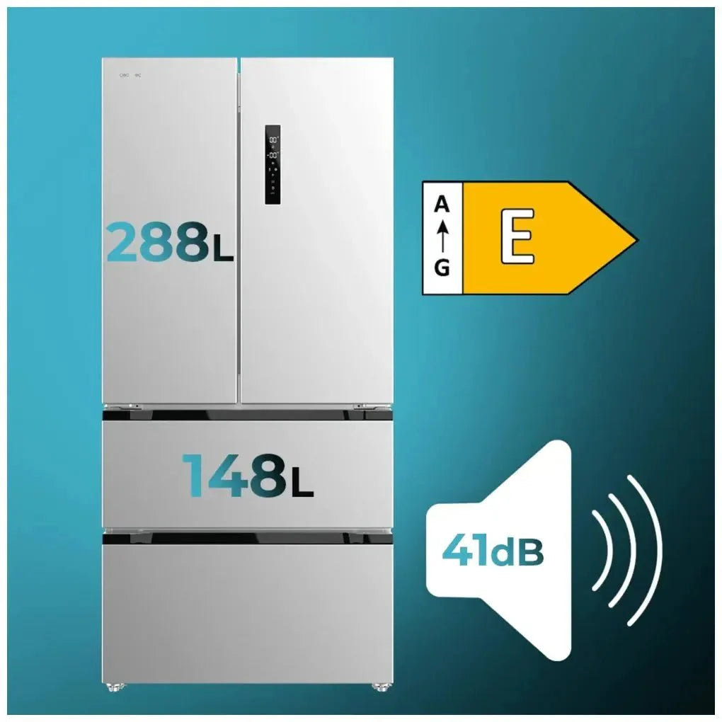Frigorífico French Door Inox 436L, Eficiencia Energética E, No Frost, Inverter Plus de Cecotec