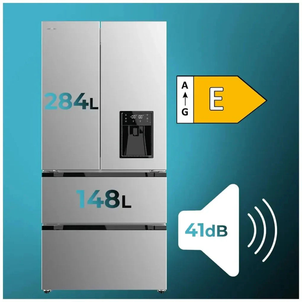 Frigorífico French Door Inox con Inverter Plus y No Frost, 436L, Clase E de Cecotec