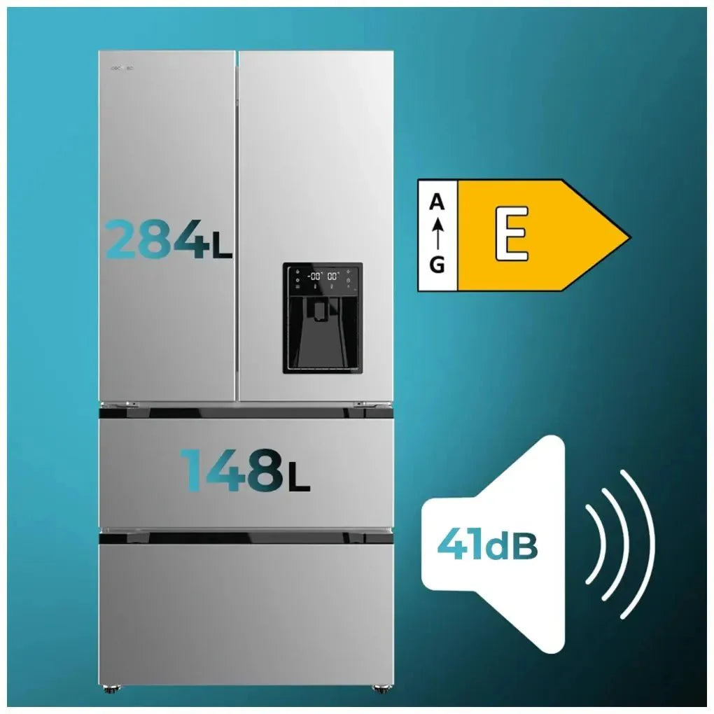 Frigorífico French Door Inox con Inverter Plus y No Frost, 436L, Clase E de Cecotec