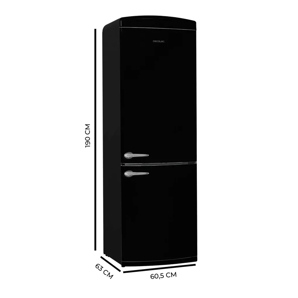 Frigorífico Retro Negro 294L No Frost, Multi Cooling y Modo Eco de Cecotec