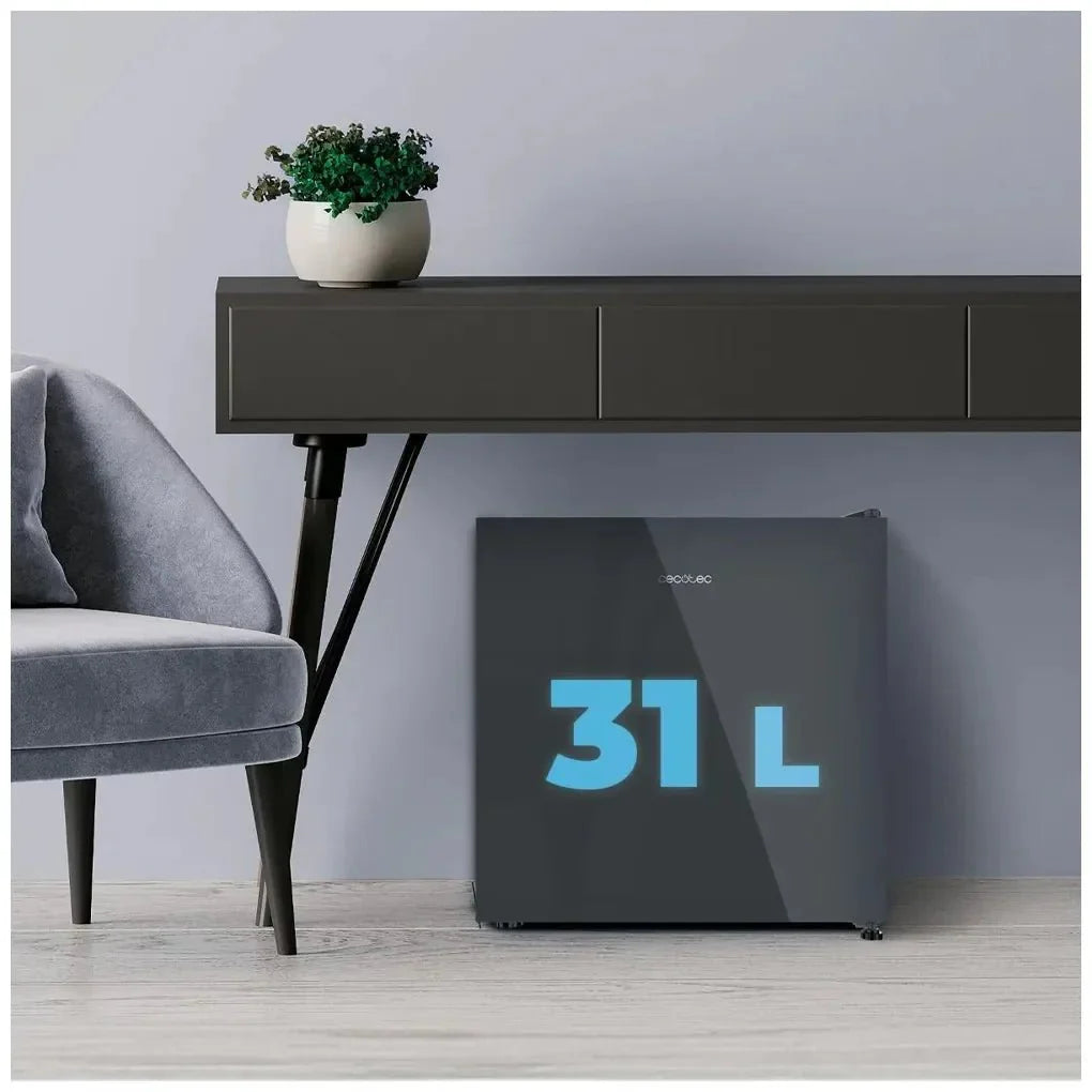 Mini Frigorífico Convertible en Congelador con Cristal Gris, 31L, Ahorro Energético de Cecotec