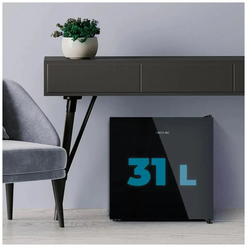 Mini Frigorífico Convertible en Congelador con Elegante Cristal Negro, 31L de Cecotec