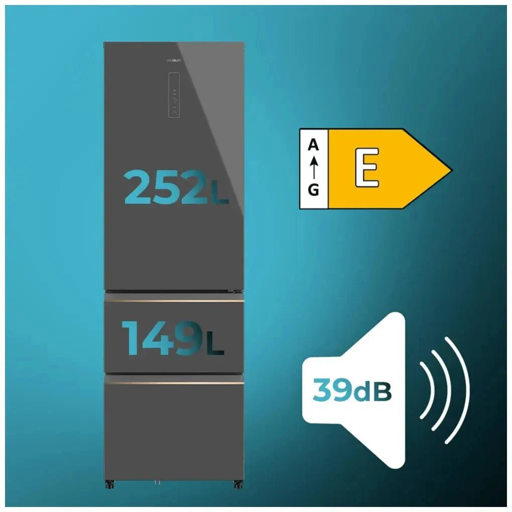 Frigorífico 400L Grey Glass E: Eficiencia, Estilo y Tecnología Avanzada de Cecotec
