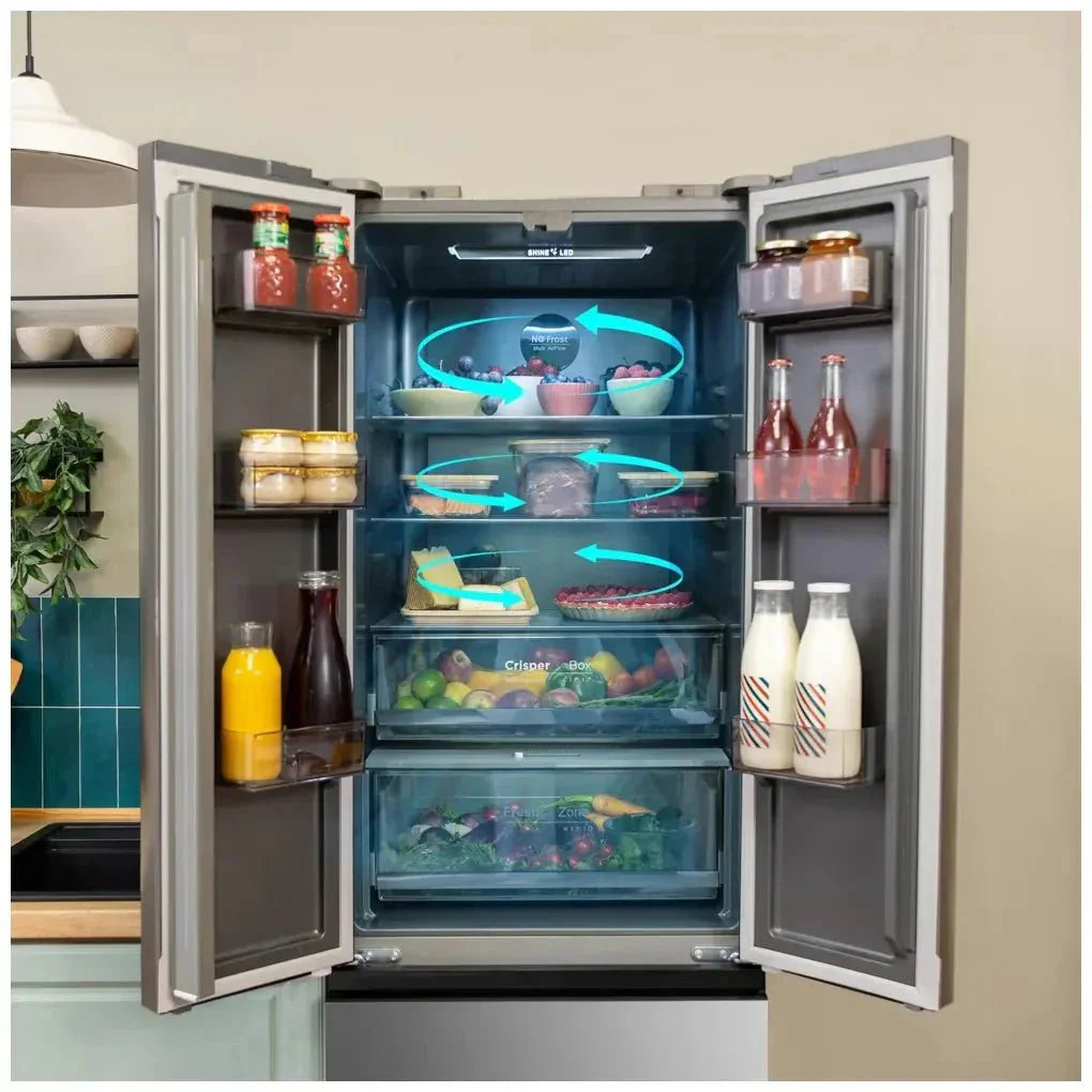 Frigorífico Inox 400L NoFrost con Diseño 4 Puertas y Compresor Inverter Eficiente de Cecotec