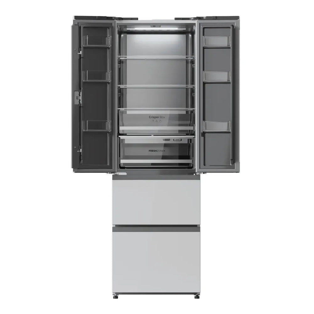 Frigorífico French Door 4 Puertas, 400L, NoFrost, Cristal Blanco, Clase E de Cecotec