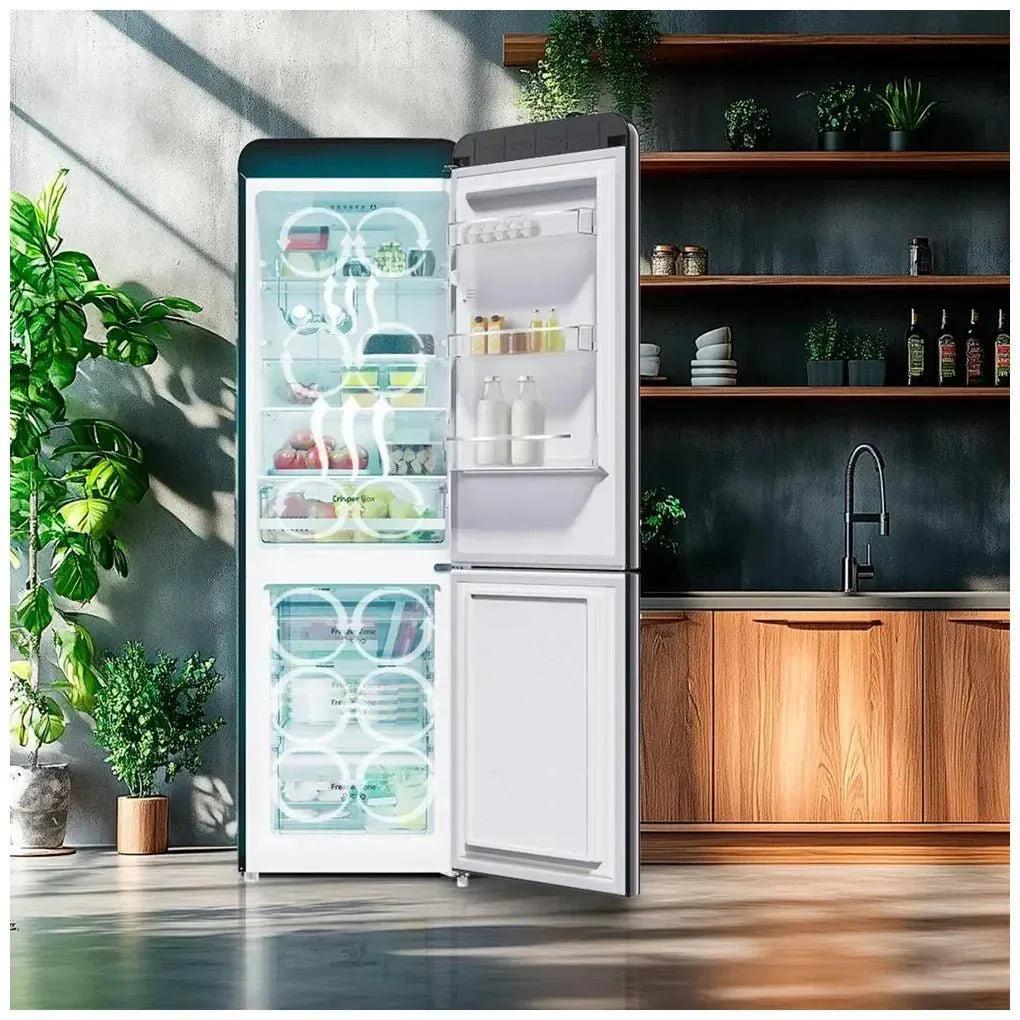 Frigorífico Combi Retro Negro 231L con No Frost y Multi Air Flow Eficiente de Cecotec