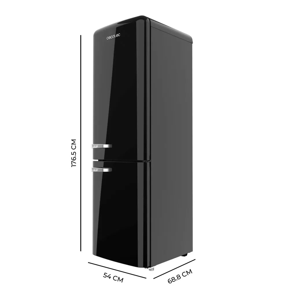 Frigorífico Combi Retro Negro 231L con No Frost y Multi Air Flow Eficiente de Cecotec