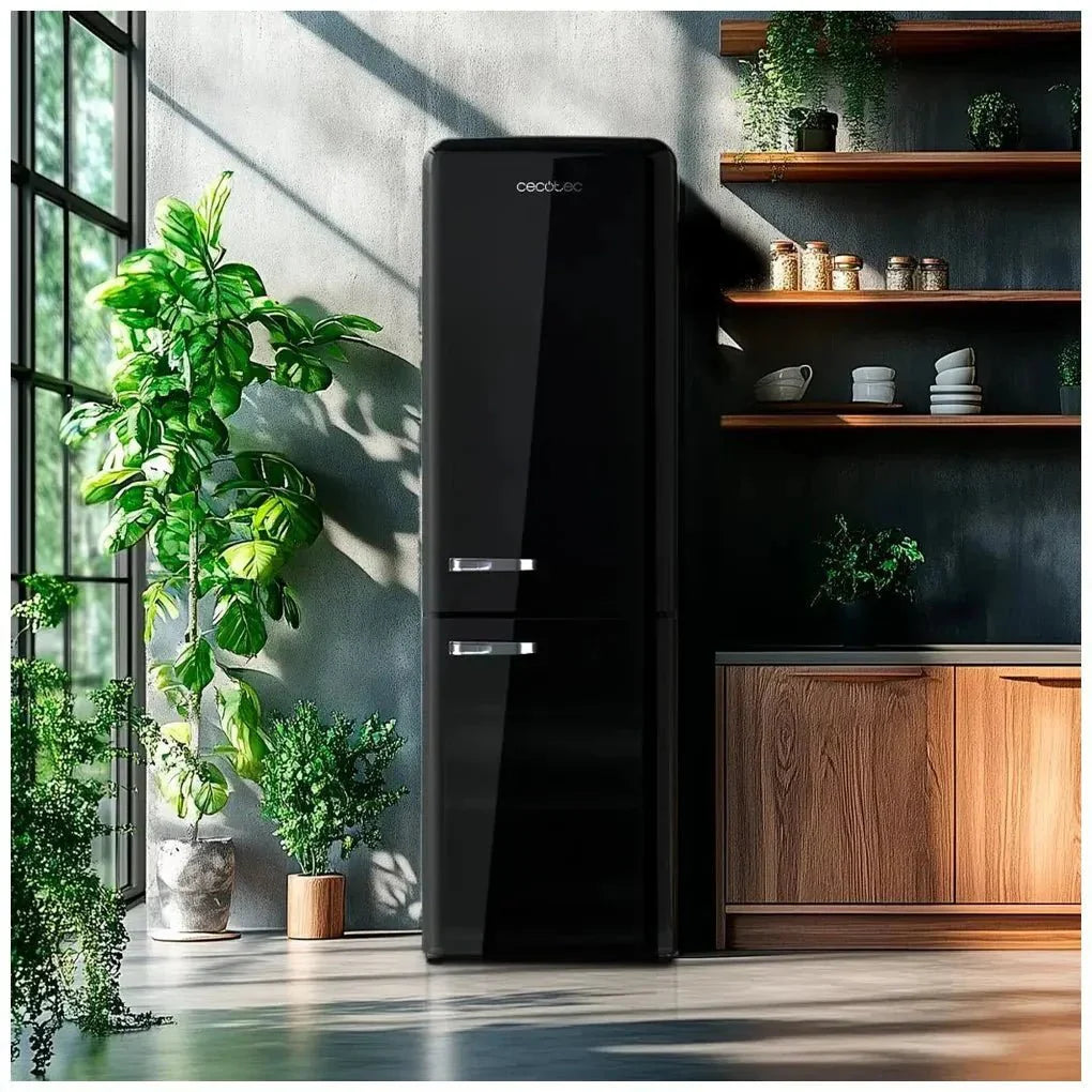 Frigorífico Combi Retro Negro 231L con No Frost y Multi Air Flow Eficiente de Cecotec