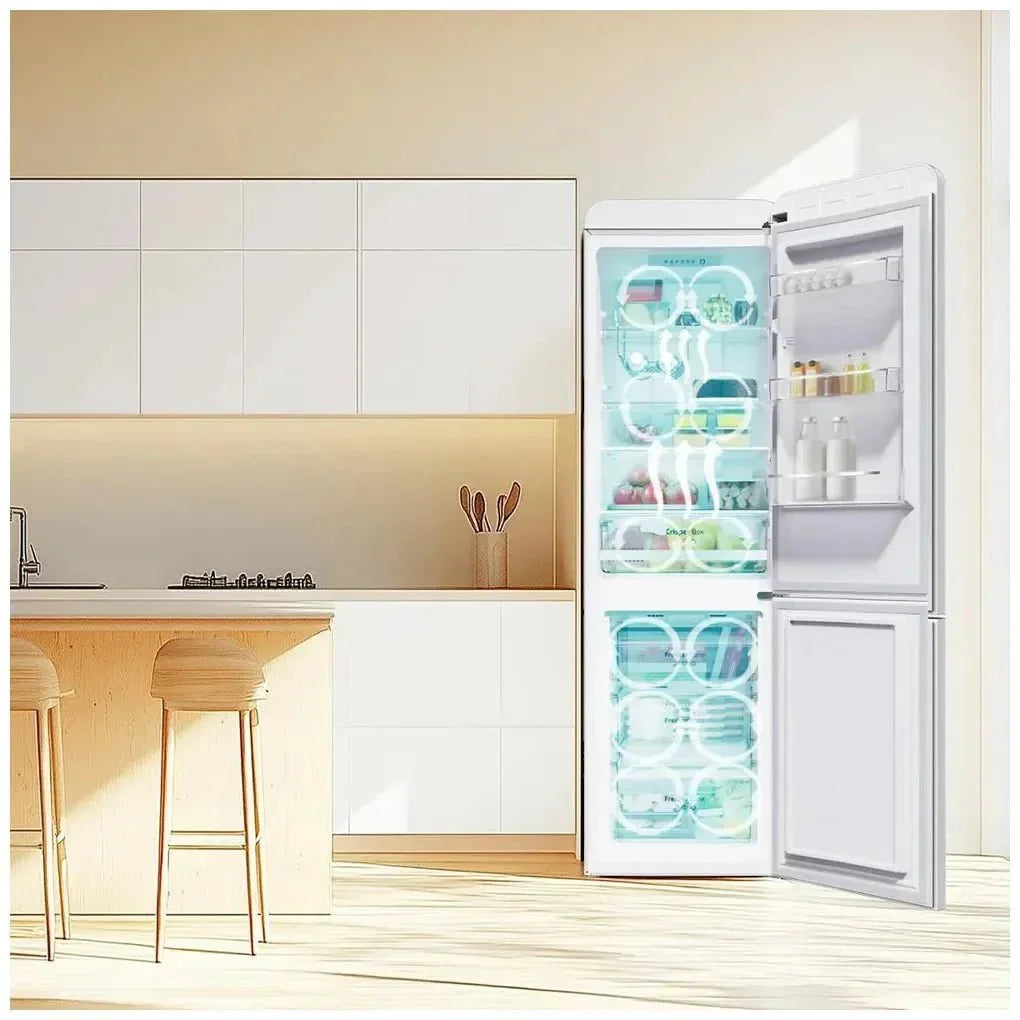 Frigorífico Combi Retro 250L No Frost, Clase E, Multi Air Flow y Fast Cooling de Cecotec