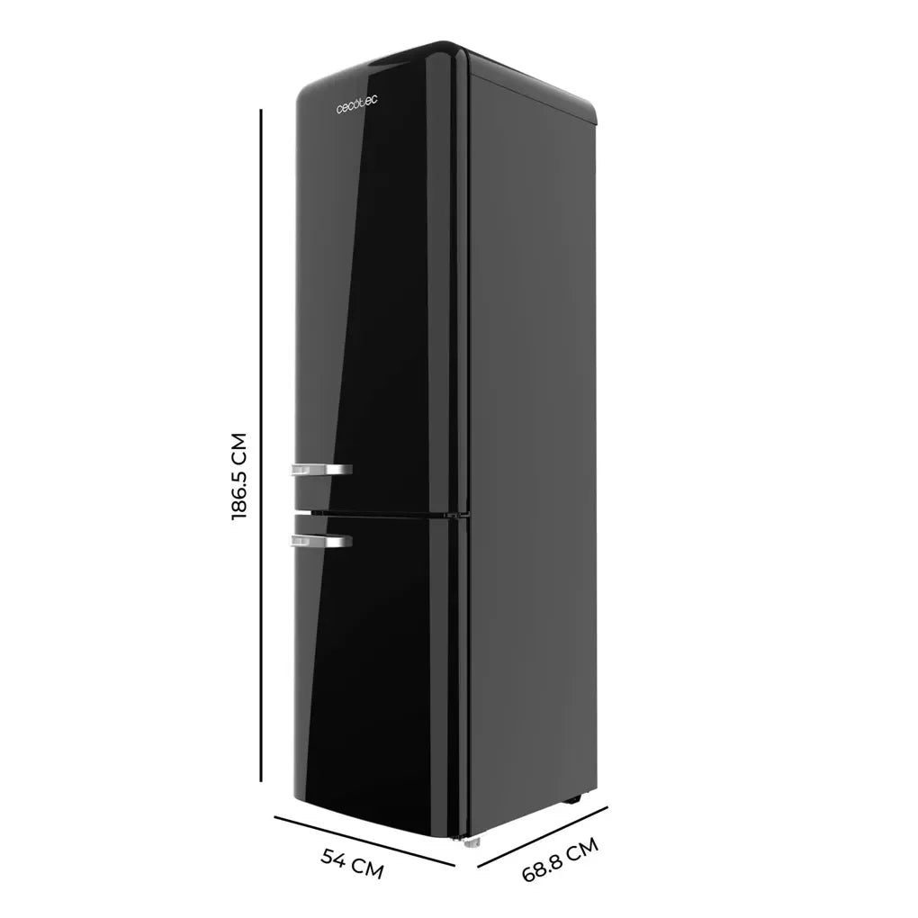 Frigorífico Combi Retro Negro 250L No Frost con Multi Air Flow y Fast Cooling de Cecotec