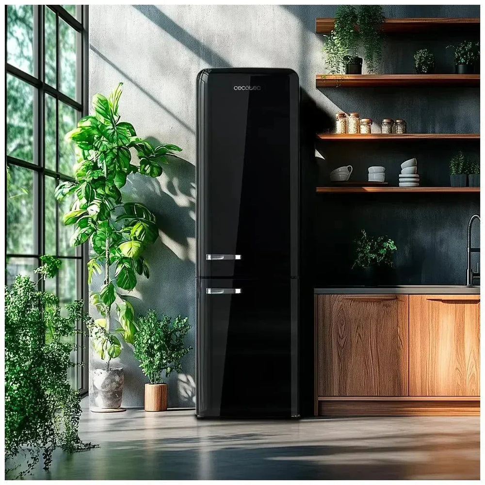 Frigorífico Combi Retro Negro 250L No Frost con Multi Air Flow y Fast Cooling de Cecotec