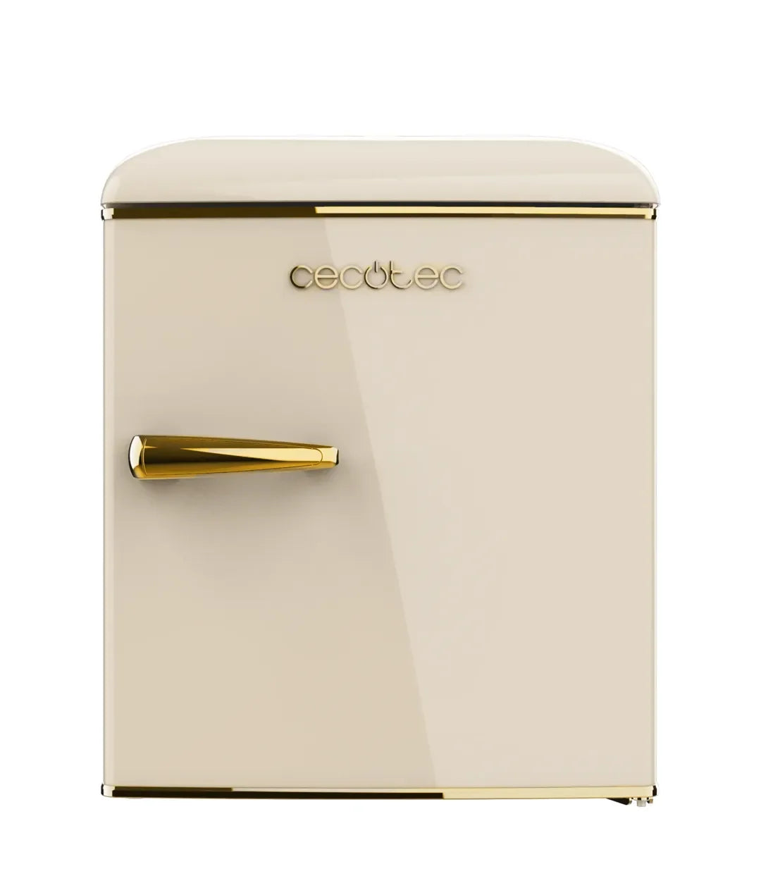 Mini Frigorífico Retro Beige 45L con Icebox y Tirador Gold Rose, Clase E de Cecotec