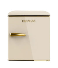 Mini Frigorífico Retro Beige 45L con Icebox y Tirador Gold Rose, Clase E de Cecotec
