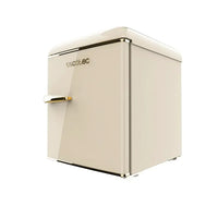 Mini Frigorífico Retro Beige 45L con Icebox y Tirador Gold Rose, Clase E de Cecotec