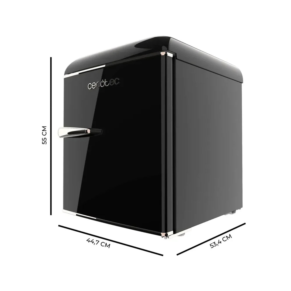 Mini Frigorífico Retro 45L Negro con Icebox y Eficiencia Energética Clase E de Cecotec