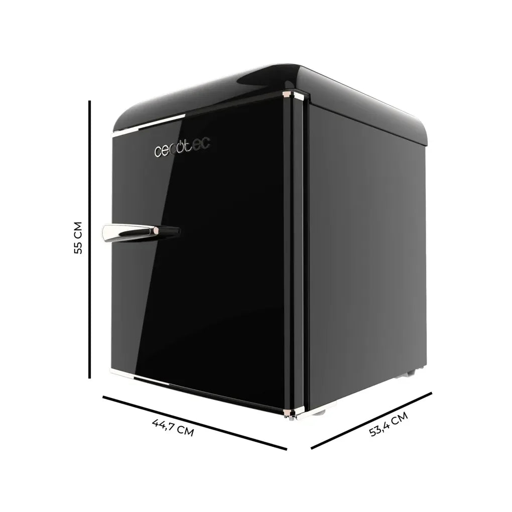 Mini Frigorífico Retro 45L Negro con Icebox y Eficiencia Energética Clase E de Cecotec