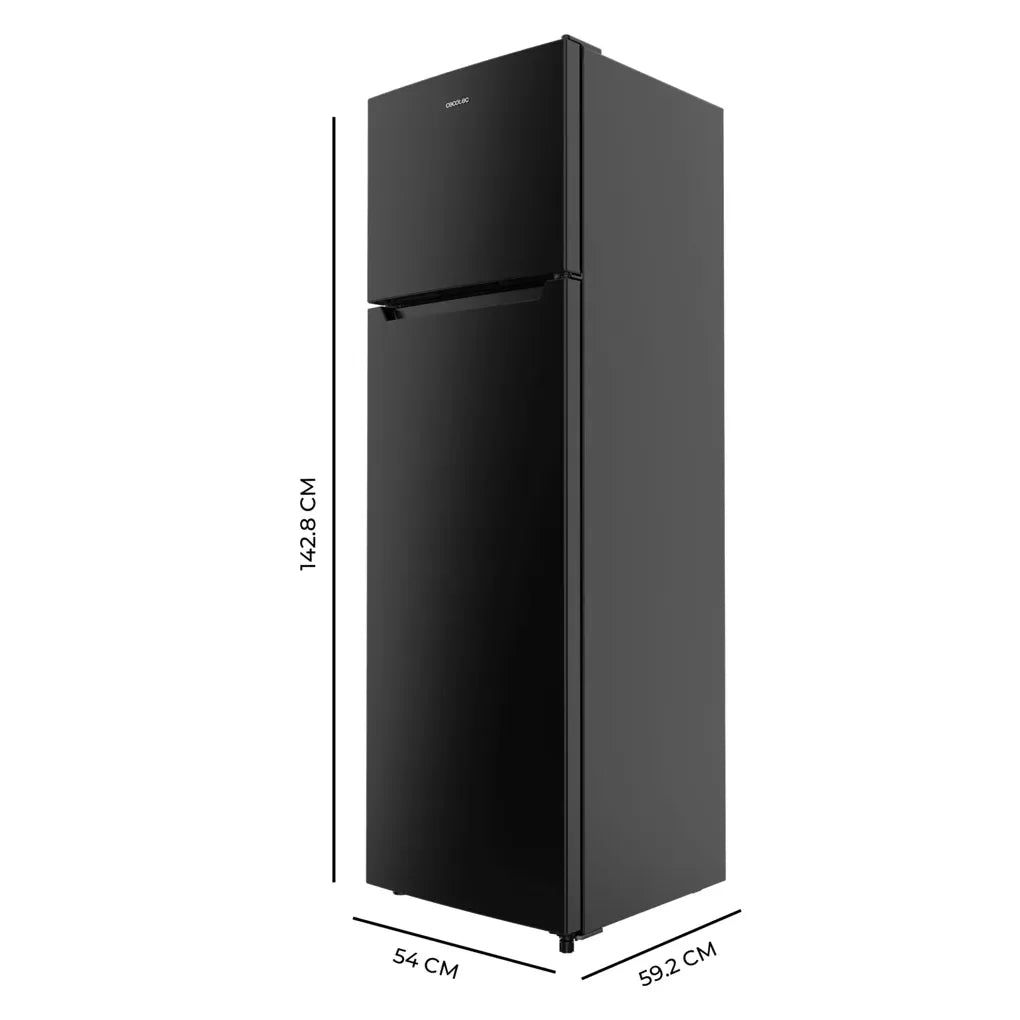 Frigorífico Negro 2 Puertas 261L con Defrost y Fast Freezing, Clase E, Puerta Reversible de Cecotec