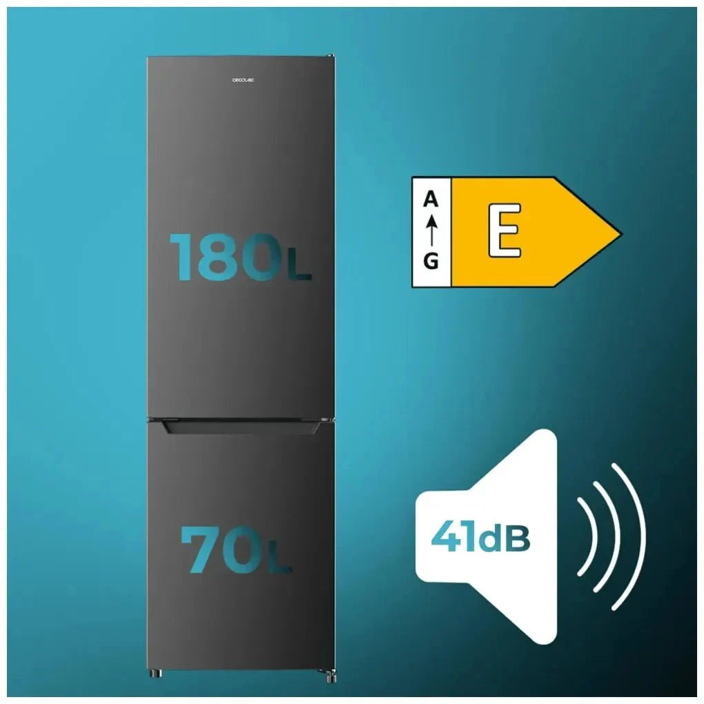 Frigorífico Combi Inox Oscuro 250L: Eficiencia Total No Frost y Multi Air Flow de Cecotec
