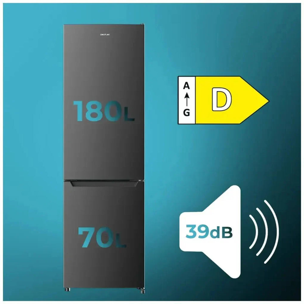 Frigorífico Combi 250L Dark Inox: Eficiencia, Estilo y Tecnología Avanzada de Cecotec