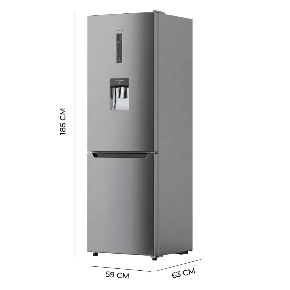 Frigorífico Combi Inox 322L: Eficiencia, No Frost y Dispensador de Agua de Cecotec
