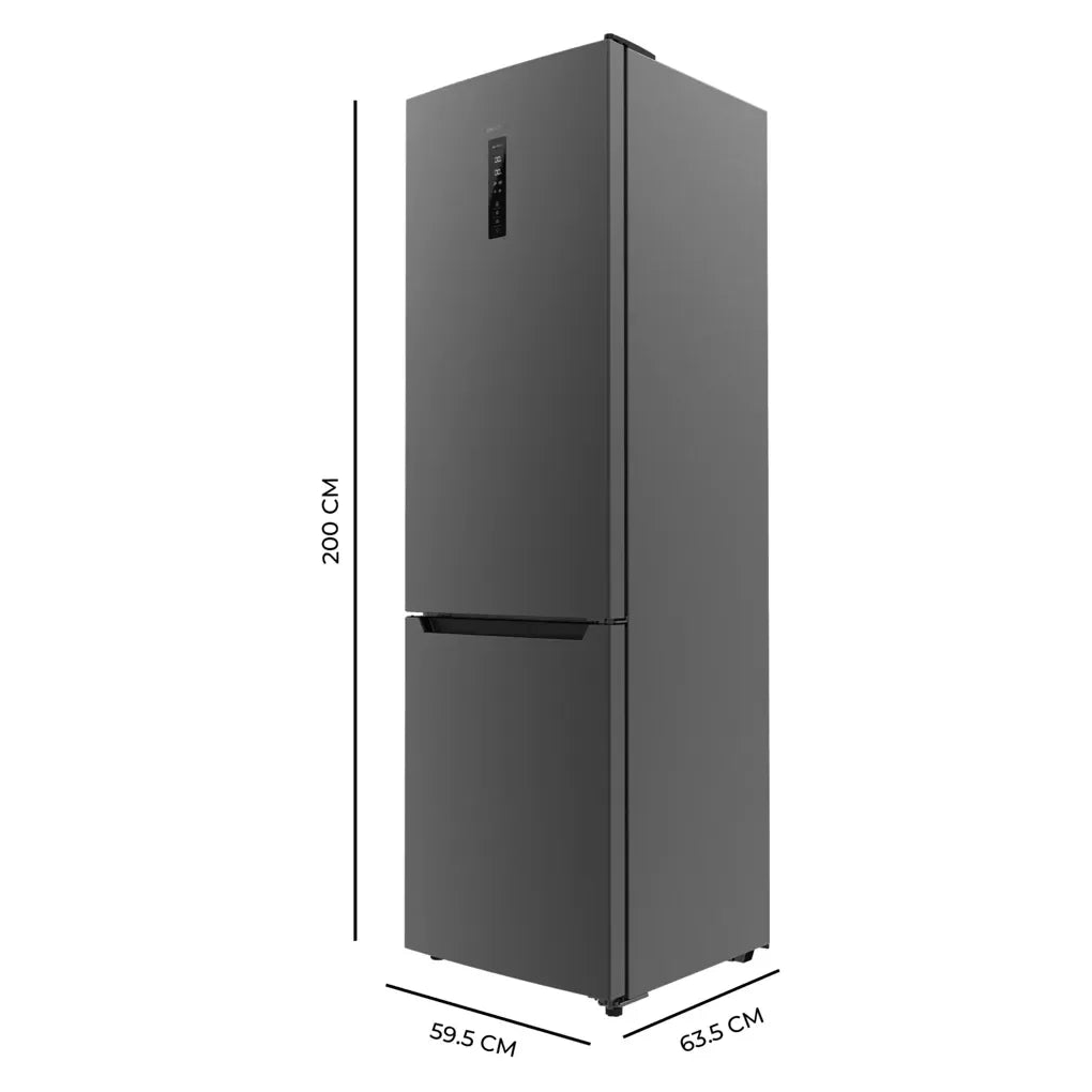 Frigorífico Combi Inox Oscuro 356L, No Frost, Clase E, 200cm, MultiAirFlow de Cecotec