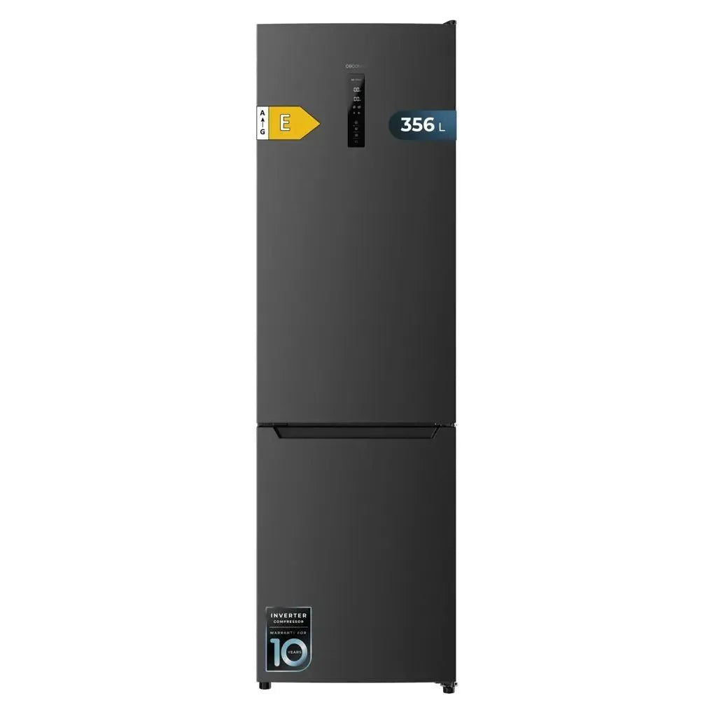 Frigorífico Combi Inox Oscuro 356L, No Frost, Clase E, 200cm, MultiAirFlow de Cecotec
