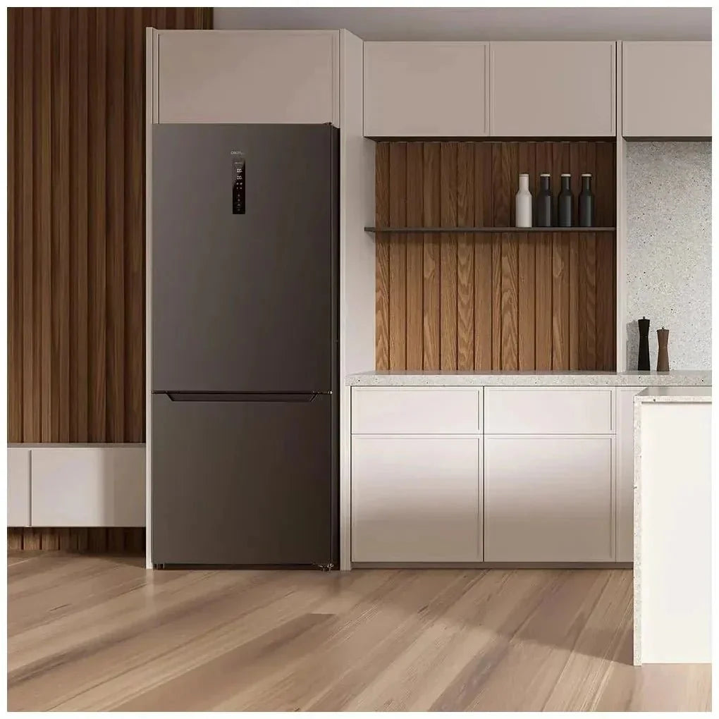 Frigorífico Combi Inox Oscuro 356L, No Frost, Clase E, 200cm, MultiAirFlow de Cecotec