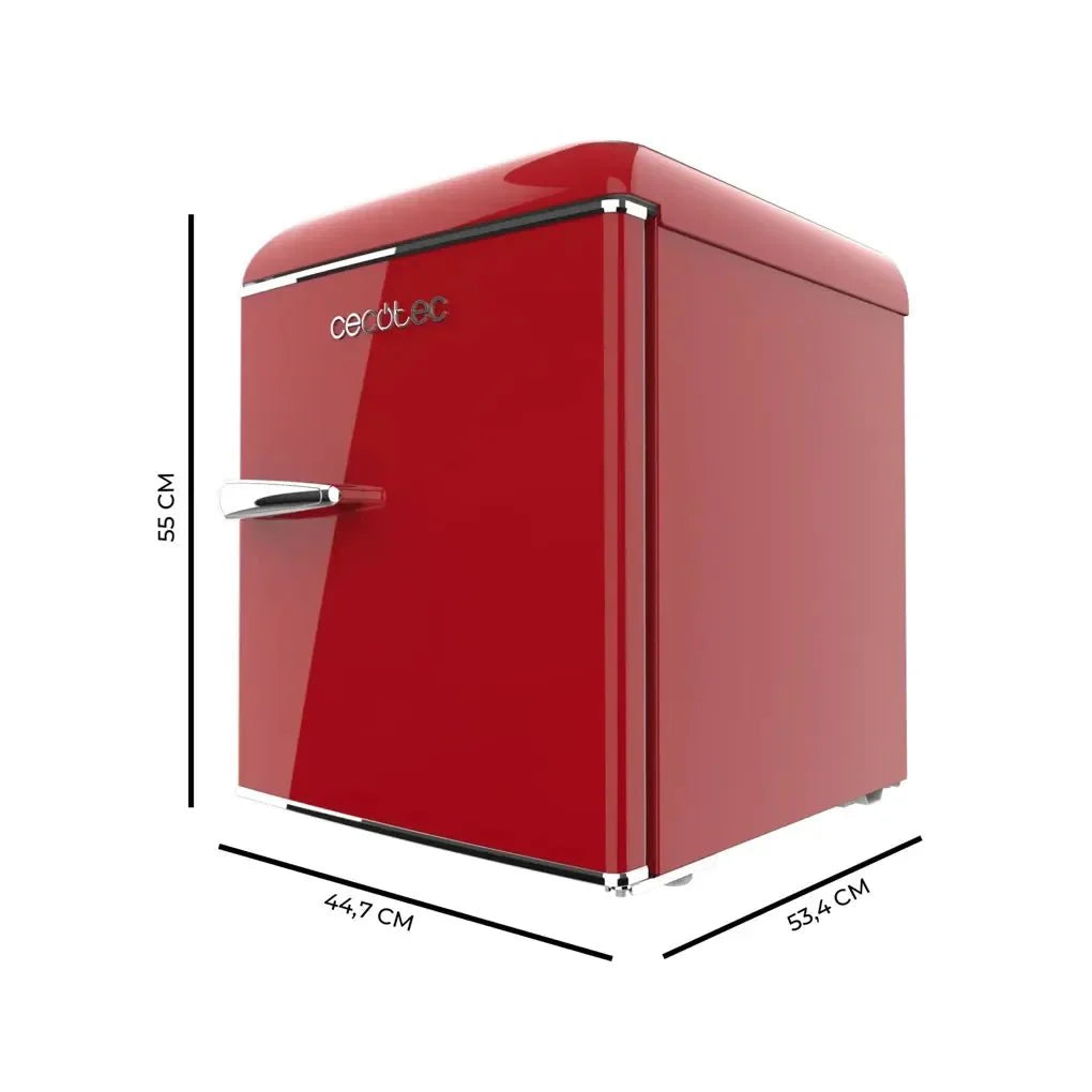 Mini Frigorífico Retro 45L Rojo con Icebox y Eficiencia Energética Clase E de Cecotec