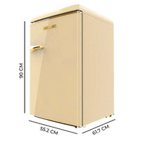 Mini Frigorífico Retro 110L Beige con ICEBOX y Tirador Gold, Clase E de Cecotec