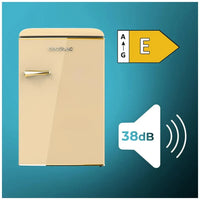 Mini Frigorífico Retro 110L Beige con ICEBOX y Tirador Gold, Clase E de Cecotec