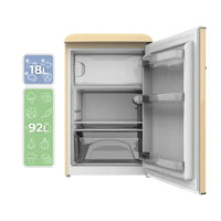 Mini Frigorífico Retro 110L Beige con ICEBOX y Tirador Gold, Clase E de Cecotec