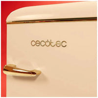 Mini Frigorífico Retro 110L Beige con ICEBOX y Tirador Gold, Clase E de Cecotec