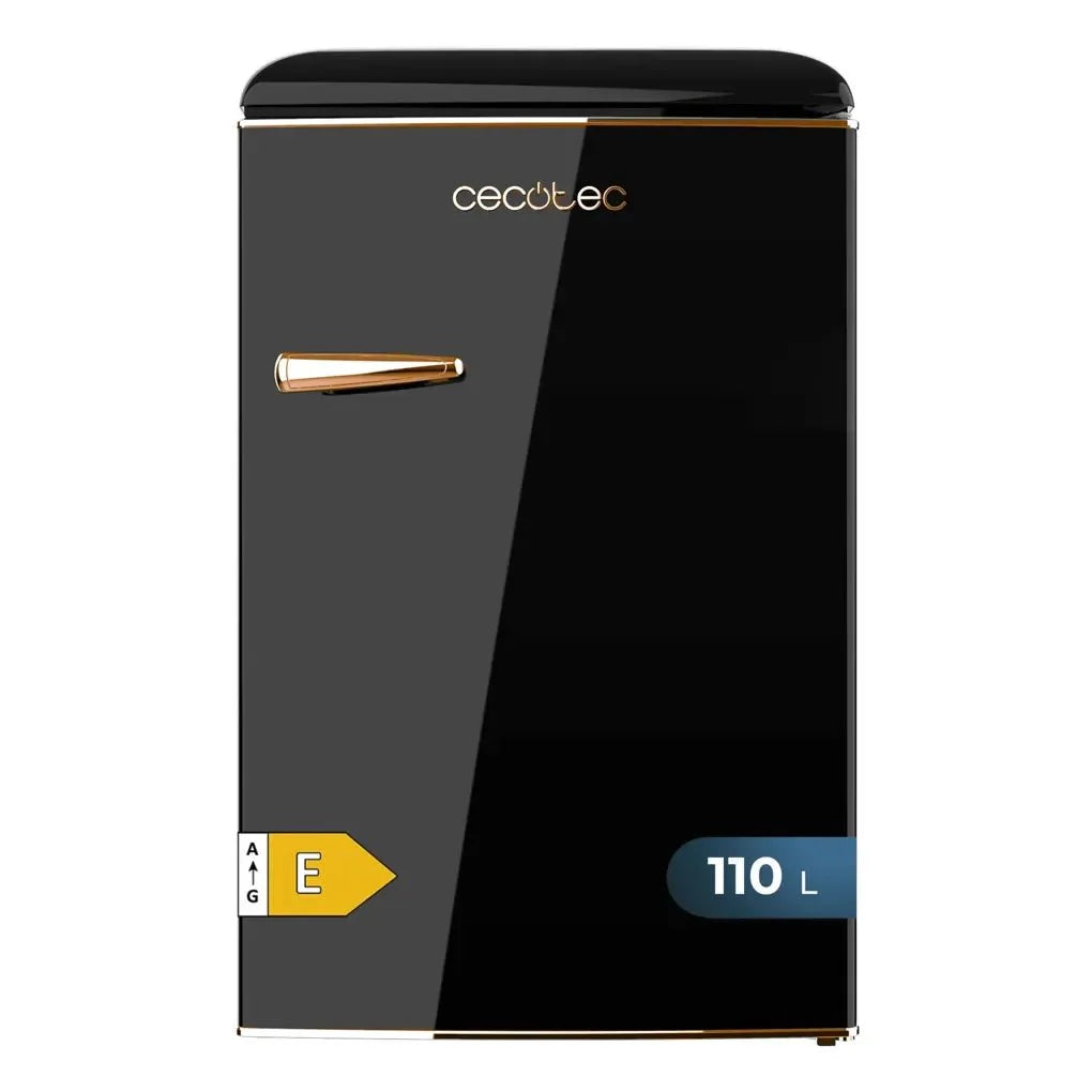 Mini Frigorífico Retro 110L Negro con Icebox y Luz Interior, Clase E de Cecotec
