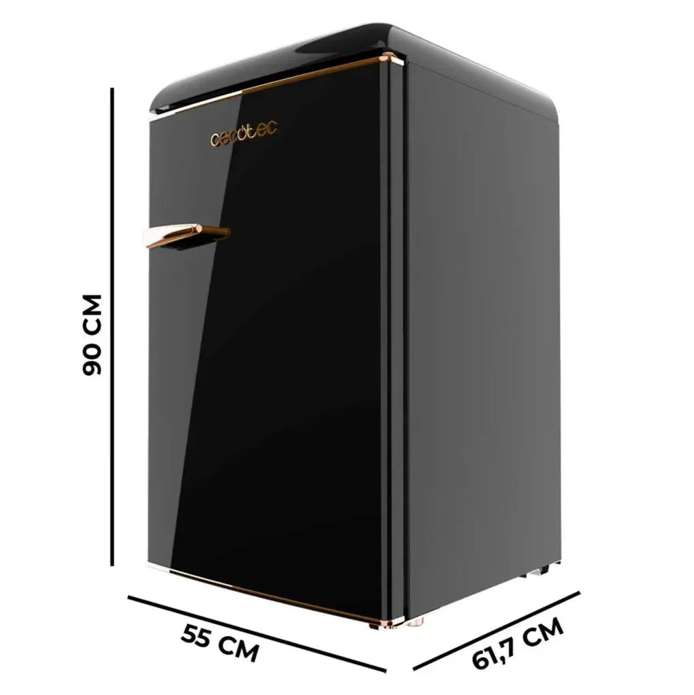 Mini Frigorífico Retro 110L Negro con Icebox y Luz Interior, Clase E de Cecotec