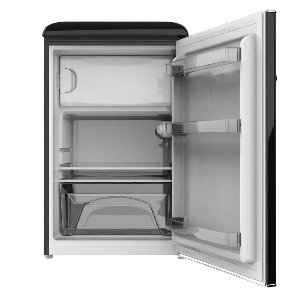 Mini Frigorífico Retro 110L Negro con Icebox y Luz Interior, Clase E de Cecotec