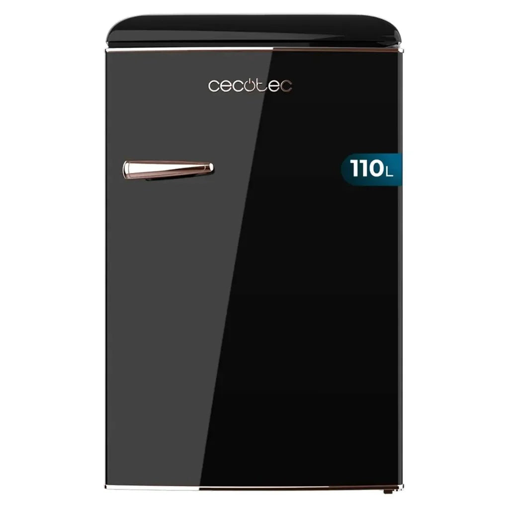 Mini Frigorífico Retro 110L Negro con Icebox y Luz Interior, Clase E de Cecotec