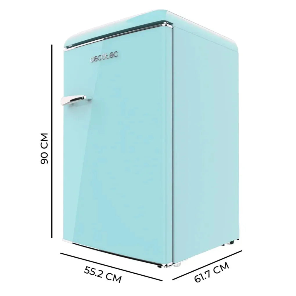 Mini Frigorífico Retro 110L Azul con ICEBOX, Clase E y Luz Interior de Cecotec
