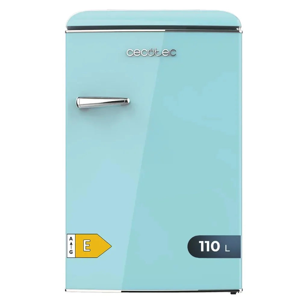 Mini Frigorífico Retro 110L Azul con ICEBOX, Clase E y Luz Interior de Cecotec