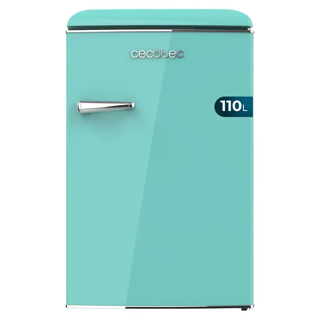 Mini Frigorífico Retro Verde 110L con Icebox y Luz Interior, Clase E Eficiente de Cecotec