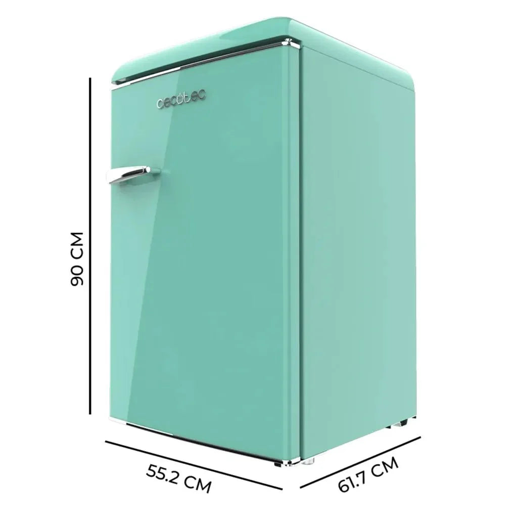 Mini Frigorífico Retro Verde 110L con Icebox y Luz Interior, Clase E Eficiente de Cecotec