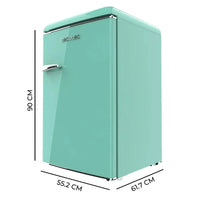 Mini Frigorífico Retro Verde 110L con Icebox y Luz Interior, Clase E Eficiente de Cecotec