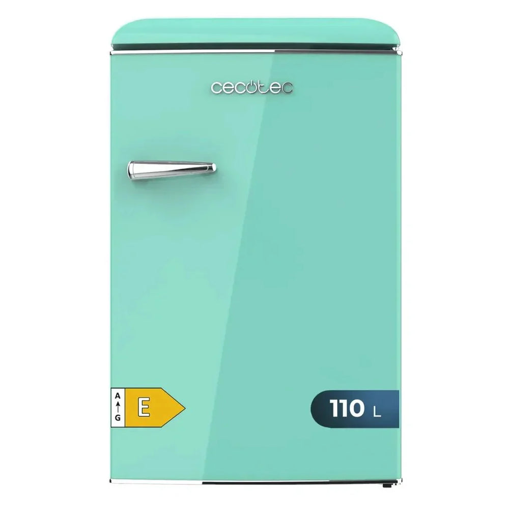 Mini Frigorífico Retro Verde 110L con Icebox y Luz Interior, Clase E Eficiente de Cecotec