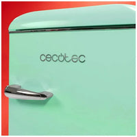 Mini Frigorífico Retro Verde 110L con Icebox y Luz Interior, Clase E Eficiente de Cecotec