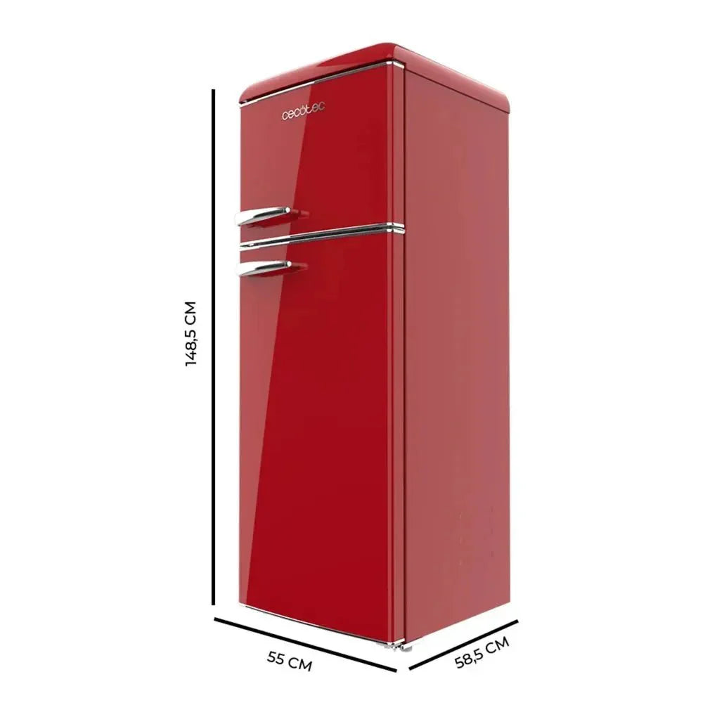 Frigorífico Retro 215L Rojo con Luz, Clase E y Control de Temperatura de Cecotec