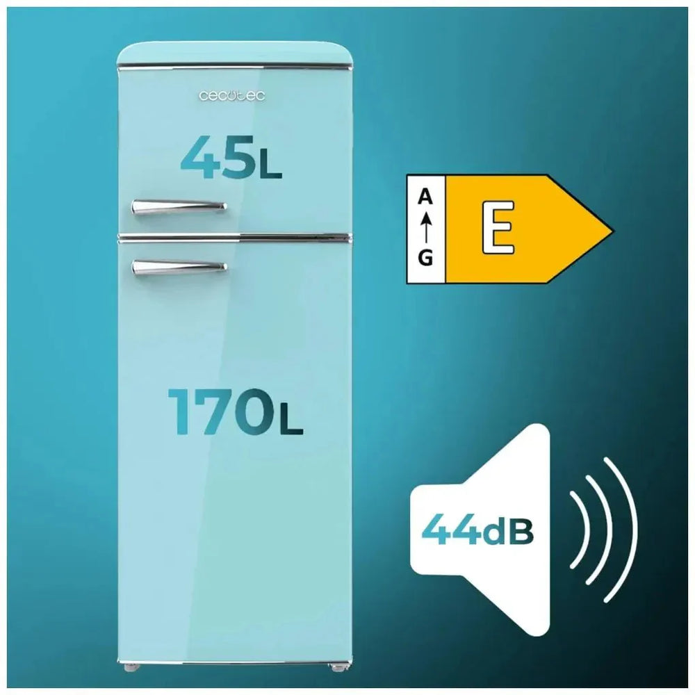 Frigorífico Retro 215L Azul con Ahorro Energético y Control de Temperatura de Cecotec