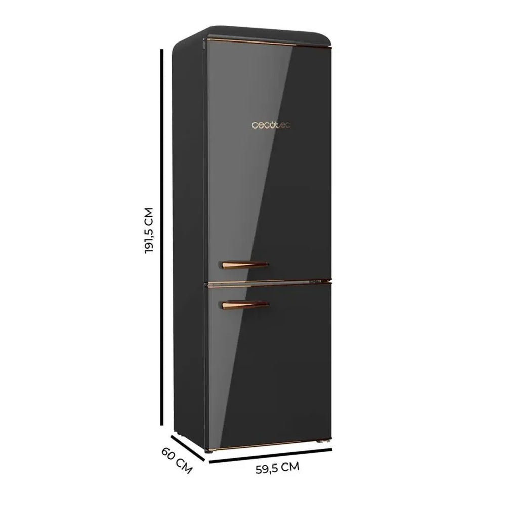 Frigorífico Retro 300L Negro, Clase E, Diseño Elegante y Eficiente Energéticamente de Cecotec