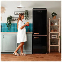 Frigorífico Retro 300L Negro, Clase E, Diseño Elegante y Eficiente Energéticamente de Cecotec