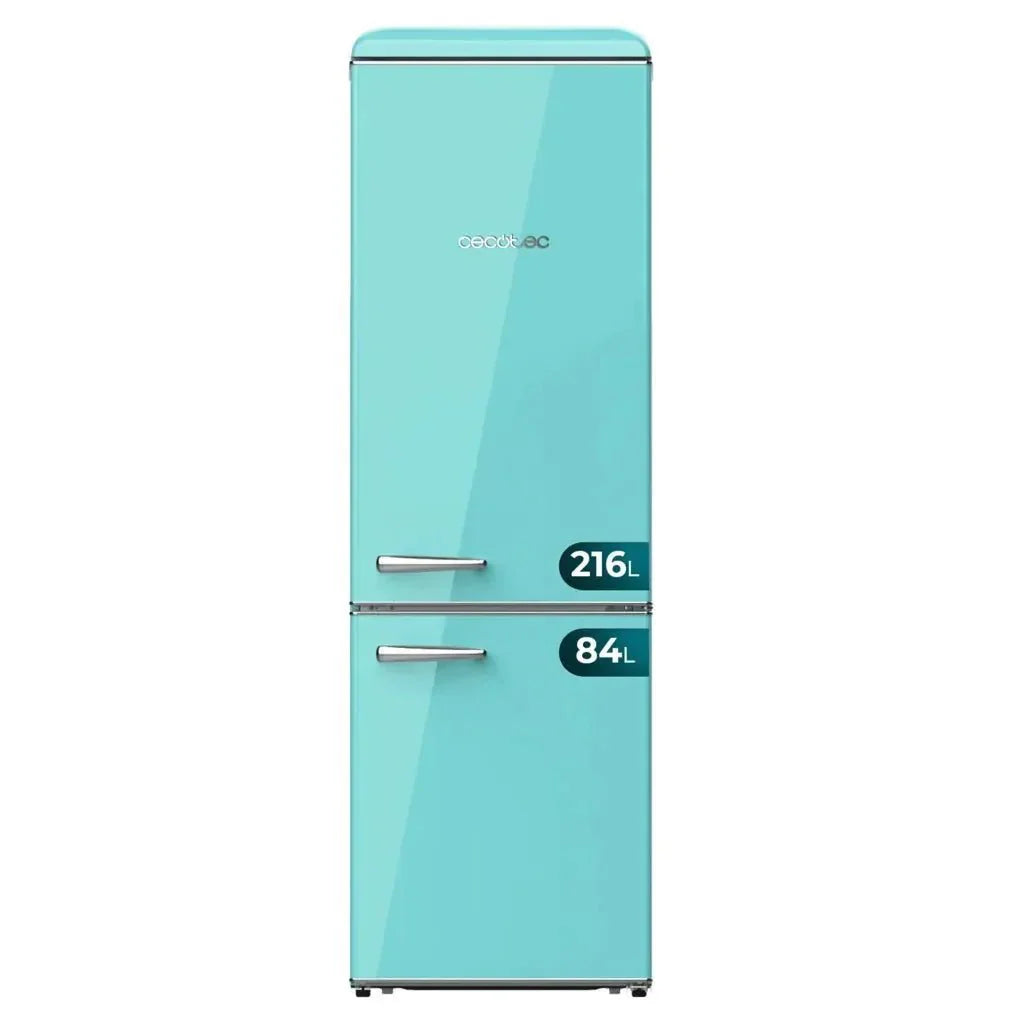 Frigorífico Retro 300L Verde, Clase E, con Luz y Crisper Box para Ahorro Energético de Cecotec