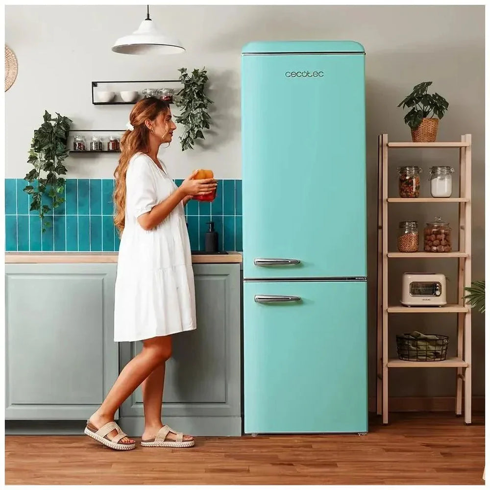 Frigorífico Retro 300L Verde, Clase E, con Luz y Crisper Box para Ahorro Energético de Cecotec