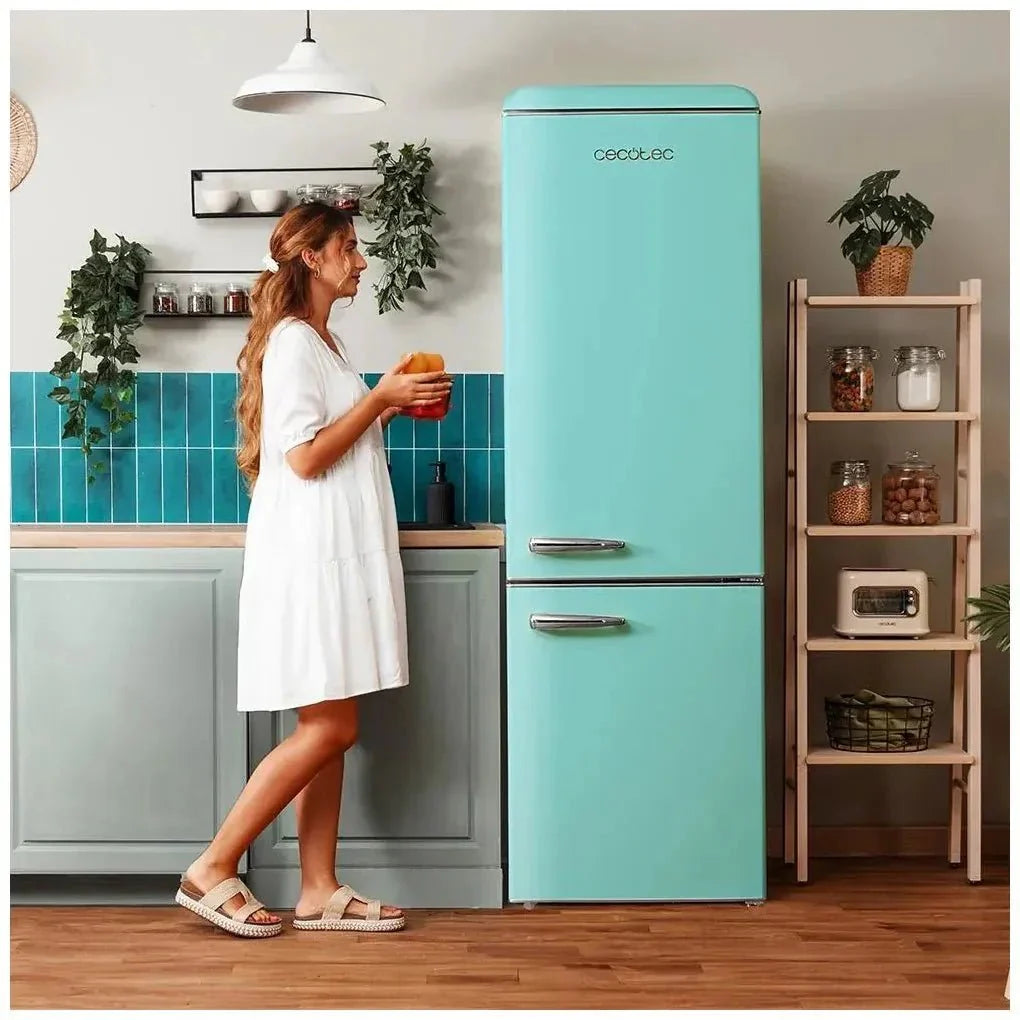 Frigorífico Retro 300L Verde, Clase E, con Luz y Crisper Box para Ahorro Energético de Cecotec